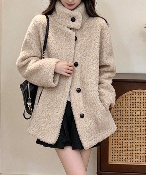FAVORITO（ファヴォリート）の「スタンドカラーシングルブレストコート（その他アウター・レディース・ブラウン/ブラック/ダークグレー/ベージュ・F）」の11枚目の写真