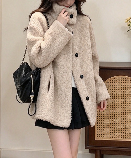 FAVORITO（ファヴォリート）の「スタンドカラーシングルブレストコート（その他アウター・レディース・ブラウン/ブラック/ダークグレー/ベージュ・F）」の13枚目の写真
