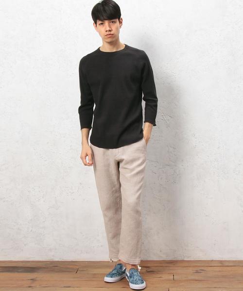 green label relaxing（グリーンレーベルリラクシング）の「BC WAFFLE FOOT/BALL 7分袖 カットソー◆（Tシャツ/カットソー・メンズ・ホワイト/ブラック/ネイビー/その他1・SMALL/MEDIUM/LARGE）」の6枚目の写真