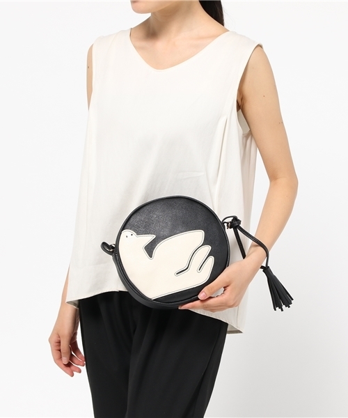 POU DOU DOU（プードゥドゥ）の「アップリケ丸ポシェット（ショルダーバッグ・レディース・ブラウン/アイボリー/ブラック・8）」の12枚目の写真