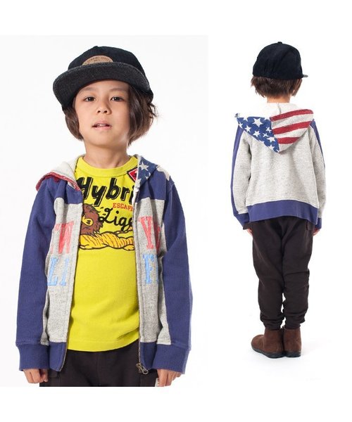 BREEZE（ブリーズ）の「星条旗パーカー（パーカー・キッズ・グレー/オフホワイト・100/120/95/90/110/130/140/80）」の3枚目の写真