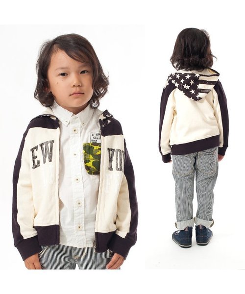 BREEZE（ブリーズ）の「星条旗パーカー（パーカー・キッズ・グレー/オフホワイト・100/120/95/90/110/130/140/80）」の4枚目の写真