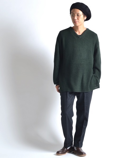 SHIPS JET BLUE（シップスジェットブルー）の「SHIPS JET BLUE: アゼ編み スリットニット（ニット/セーター・メンズ・ブラウン/オリーブ/ブラック・MEDIUM/LARGE）」の11枚目の写真