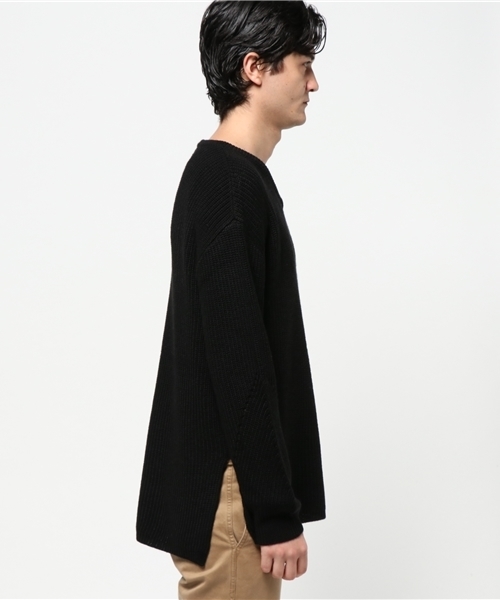 SHIPS JET BLUE（シップスジェットブルー）の「SHIPS JET BLUE: アゼ編み スリットニット（ニット/セーター・メンズ・ブラウン/オリーブ/ブラック・MEDIUM/LARGE）」の4枚目の写真