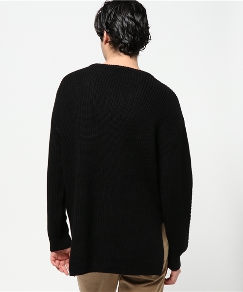 SHIPS JET BLUE（シップスジェットブルー）の「SHIPS JET BLUE: アゼ編み スリットニット（ニット/セーター・メンズ・ブラウン/オリーブ/ブラック・MEDIUM/LARGE）」の5枚目の写真