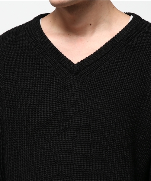 SHIPS JET BLUE（シップスジェットブルー）の「SHIPS JET BLUE: アゼ編み スリットニット（ニット/セーター・メンズ・ブラウン/オリーブ/ブラック・MEDIUM/LARGE）」の6枚目の写真