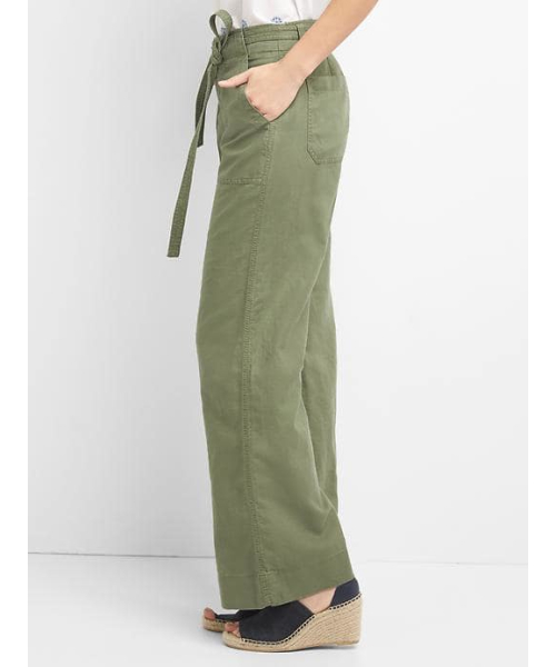 GAP（ギャップ）の「タイベルト ワイドレッグパンツ（その他パンツ・レディース・ダークネイビー/オリーブ/ホワイト・2/0/00/8/000/4/6）」の6枚目の写真