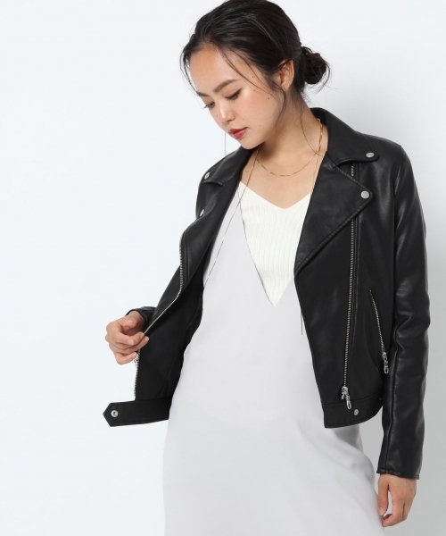 laboratory work（ラボラトリーワーク）の「フェイクレザーベーシックライダース（ライダースジャケット・レディース・ブラック・MEDIUM/SMALL）」の22枚目の写真