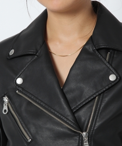 laboratory work（ラボラトリーワーク）の「フェイクレザーベーシックライダース（ライダースジャケット・レディース・ブラック・MEDIUM/SMALL）」の18枚目の写真