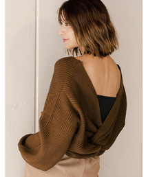 Re:EDIT | ワイドスリーブバッククロスニットトップス(ニット/セーター)