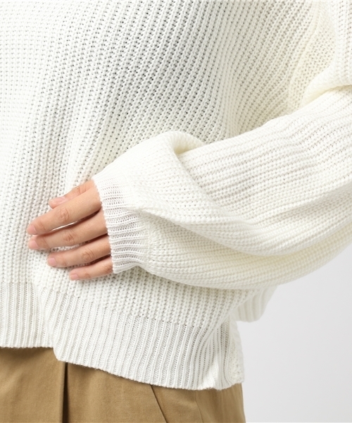 Re:EDIT（リエディ）の「ワイドスリーブバッククロスニットトップス（ニット/セーター・レディース・ホワイト/ブラック/ブラウン/ブルー/レッド・MEDIUM）」の10枚目の写真
