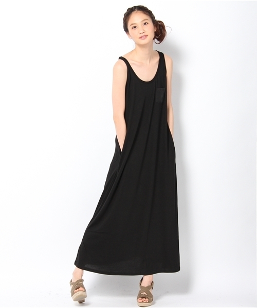 green label relaxing(グリーンレーベルリラクシング)の「GC リヨセルC マキシワンピース NS(ワンピース・レディース・グレー/ブラック/オレンジ/ダークグリーン/ワインレッド/ターコイズブルー/ネイビー/ベージュ/ロイヤルブルー・36/38)」の2枚目の写真