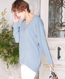 おうちで洗えるニット♪！ウォッシャブルカシミアタッチゆったりチュニックニットトップス/ウォッシャブルニット/レディースセーター/長袖[N1555]神戸レタス
