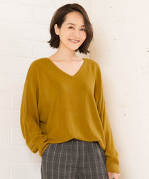 おうちで洗えるニット♪！ウォッシャブルカシミアタッチゆったりチュニックニットトップス/ウォッシャブルニット/レディースセーター/長袖[N1555]神戸レタス
