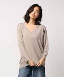 おうちで洗えるニット♪！ウォッシャブルカシミアタッチゆったりチュニックニットトップス/ウォッシャブルニット/レディースセーター/長袖[N1555]神戸レタス