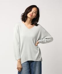 おうちで洗えるニット♪！ウォッシャブルカシミアタッチゆったりチュニックニットトップス/ウォッシャブルニット/レディースセーター/長袖[N1555]神戸レタス