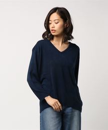 おうちで洗えるニット♪！ウォッシャブルカシミアタッチゆったりチュニックニットトップス/ウォッシャブルニット/レディースセーター/長袖[N1555]神戸レタス