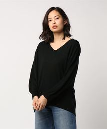 おうちで洗えるニット♪！ウォッシャブルカシミアタッチゆったりチュニックニットトップス/ウォッシャブルニット/レディースセーター/長袖[N1555]神戸レタス