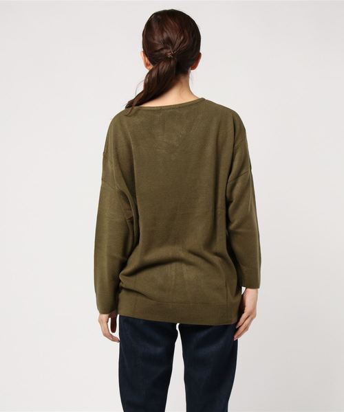 KOBE LETTUCE（コウベレタス）の「おうちで洗えるニット♪！ウォッシャブルカシミアタッチゆったりチュニックニットトップス/ウォッシャブルニット/レディースセーター/長袖[N1555]神戸レタス（チュニック・レディース・ブラック/アイボリー/グレー/ラベンダー/ブルー系その他/ピンクベージュ/ダークネイビー/ベージュ系その他/マスタード/ダークカーキ/ワイン・FREE）」の13枚目の写真