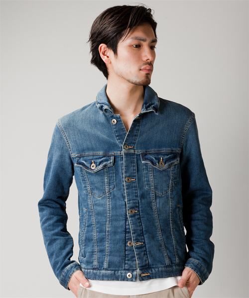 NANO universe（ナノユニバース）の「インディゴjerseyGジャン（デニムジャケット・メンズ・ブルー/インディゴブルー・SMALL/MEDIUM/LARGE）」の4枚目の写真