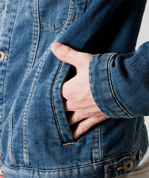 NANO universe（ナノユニバース）の「インディゴjerseyGジャン（デニムジャケット・メンズ・ブルー/インディゴブルー・SMALL/MEDIUM/LARGE）」の9枚目の写真