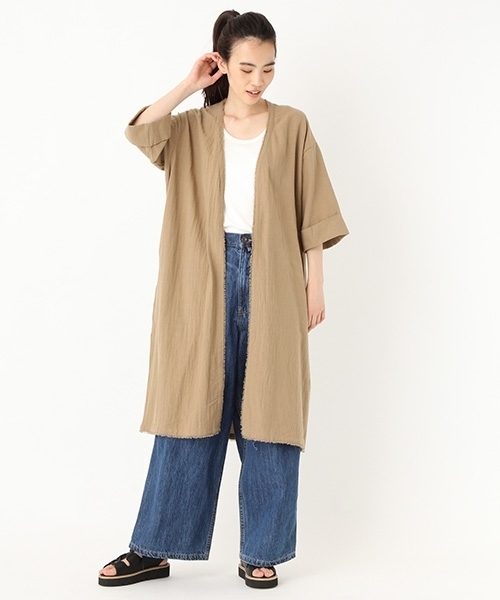 niko and...（ニコアンド）の「コットンガーゼ着流しガウン【niko and ...】（その他アウター・レディース・オレンジ/ブラック/ベージュ・LARGE/MEDIUM）」の5枚目の写真