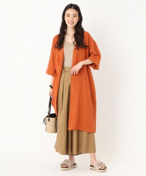 niko and...（ニコアンド）の「コットンガーゼ着流しガウン【niko and ...】（その他アウター・レディース・オレンジ/ブラック/ベージュ・LARGE/MEDIUM）」の6枚目の写真