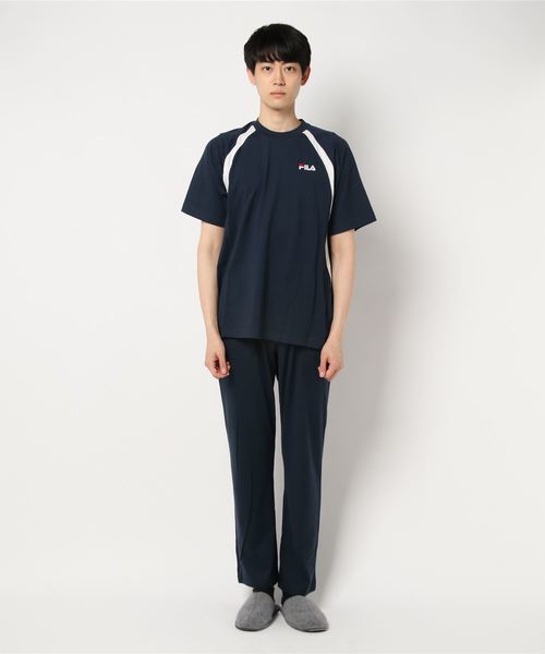 Fila フィラ の Fila メンズ スウェットセットアップ 半袖長パンツ 天竺 ルームウェア パジャマ Wear
