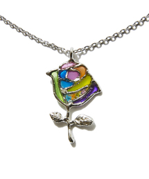 rehacer（レアセル）の「rehacer :  Stained glass Rose Necklace Made in Japan / ステンドグラス ローズ ネックレス メイドインジャパン（ネックレス）」