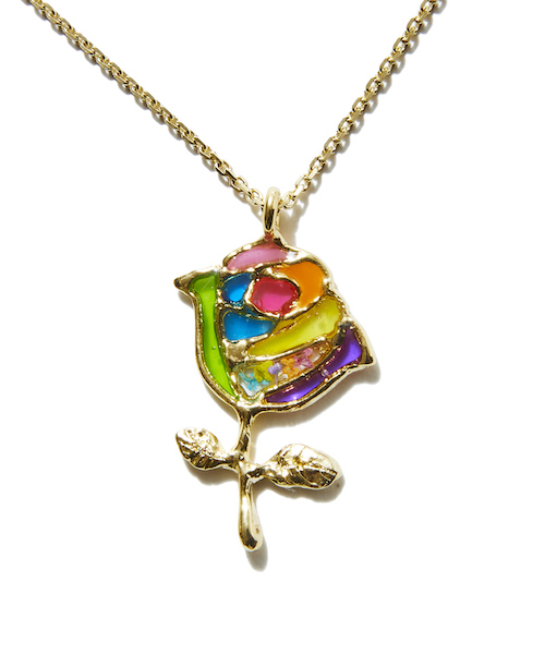 rehacer(レアセル)の「rehacer : Stained glass Rose Necklace Made in Japan / ステンドグラス ローズ ネックレス メイドインジャパン(ネックレス・レディース・シルバー/ゴールド・FREE)」の6枚目の写真