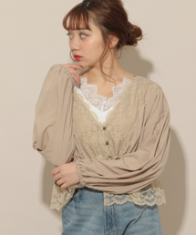 apres jour | レース付きＶブラウス【ZOZOTOWN限定アイテム】(シャツ/ブラウス)