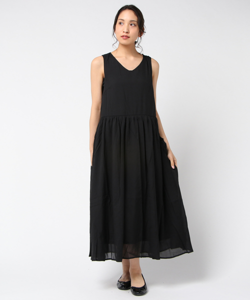 B.I.D.（ビーアイディー）の「BID / Nosleeve Long Tiered Onepiece（ワンピース・レディース・ブルーグリーン/ベージュ/カーキ/ブラック・FREE）」の7枚目の写真
