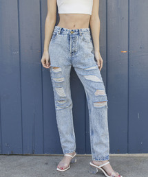 ALEXIA STAM | Acid Wash Ripped Slim Tapered Jeans/テーパードパンツ(デニムパンツ)