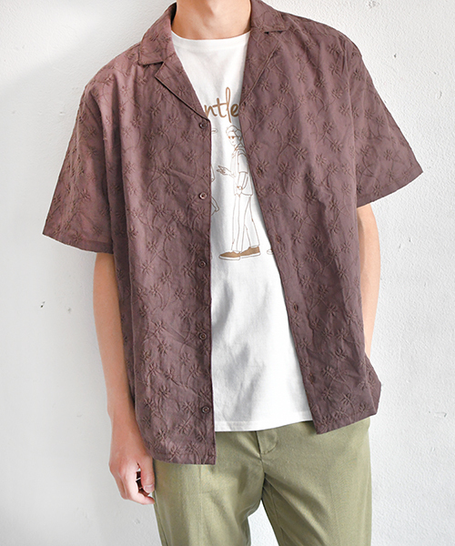 PairPair（ペアペア）の「総柄刺繍オープンカラーシャツ（シャツ/ブラウス・メンズ・ブラック/ライトブラウン・FREE）」の8枚目の写真