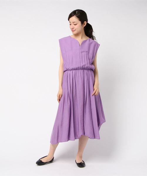 12Twelve Agenda(トゥエルブ アジェンダ)の「キーネックイレギュラーヘムギャザーワンピース(ワンピース・レディース・パープル/イエロー/ブルーグリーン・M)」の8枚目の写真
