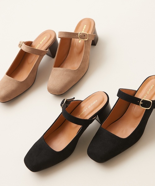 natural couture（ナチュラルクチュール）の「ストラップ付きスクエアミュール（その他シューズ・レディース・ブラック/ベージュ・M/L）」の11枚目の写真