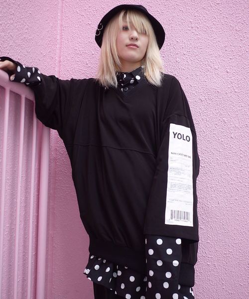 rovtski(ロフトスキー)の「【ビッグシルエット】V NECK SHIRT PT/セットアップ プルオーバーVネックシャツ(シャツ/ブラウス・レディース・ブラック/ブラック系その他/グレー系その他・FREE)」の2枚目の写真