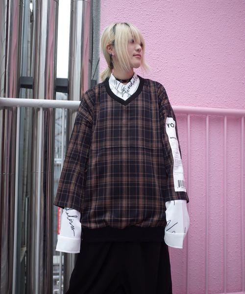 rovtski(ロフトスキー)の「【ビッグシルエット】V NECK SHIRT PT/セットアップ プルオーバーVネックシャツ(シャツ/ブラウス・レディース・ブラック/ブラック系その他/グレー系その他・FREE)」の12枚目の写真