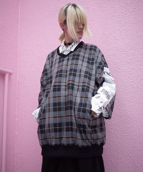 rovtski(ロフトスキー)の「【ビッグシルエット】V NECK SHIRT PT/セットアップ プルオーバーVネックシャツ(シャツ/ブラウス・レディース・ブラック/ブラック系その他/グレー系その他・FREE)」の17枚目の写真