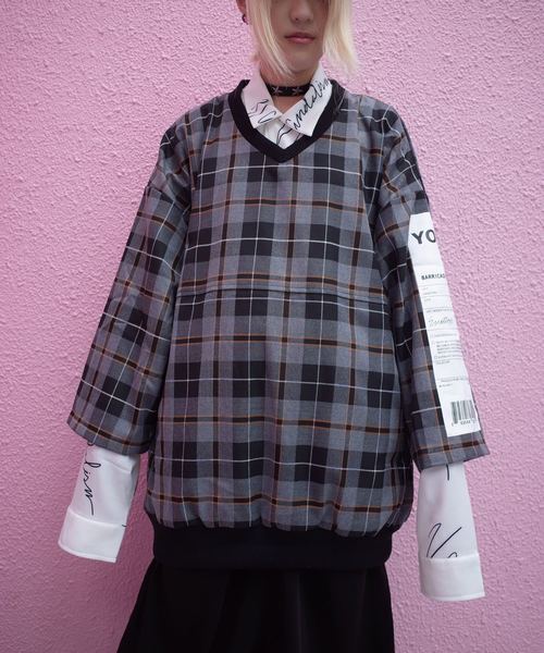 rovtski(ロフトスキー)の「【ビッグシルエット】V NECK SHIRT PT/セットアップ プルオーバーVネックシャツ(シャツ/ブラウス・レディース・ブラック/ブラック系その他/グレー系その他・FREE)」の10枚目の写真