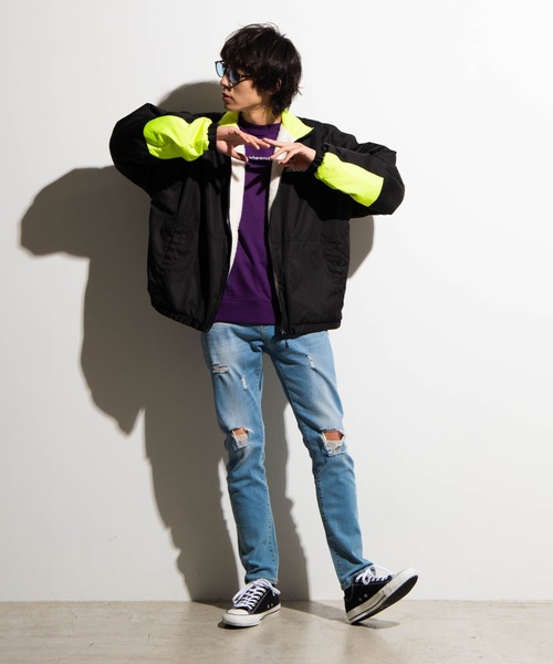 WEGO（ウィゴー）の「WEGO/裏ボアスタンドブルゾン（ブルゾン・メンズ・ブラック/パープル/イエロー・MEDIUM/LARGE）」の5枚目の写真