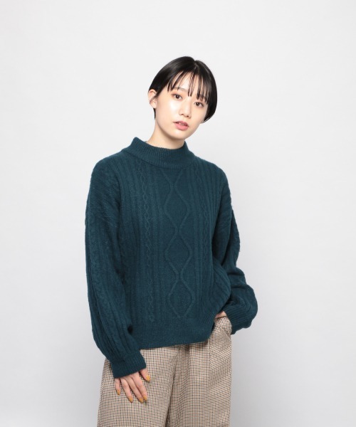 PAGEBOY（ページボーイ）の「ケーブルハイネックニット（ニット/セーター・レディース・グレー/ホワイト/ダークグリーン/パープル/モカ・FREE）」の16枚目の写真