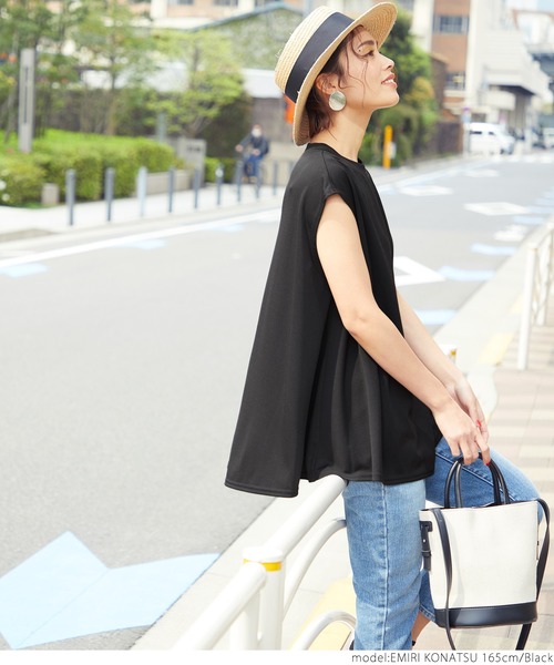 セール】シンプルノースリーブチュニック（Tシャツ/カットソー