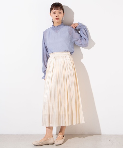 WEGO（ウィゴー）の「WEGO/シアーシャーリングハイネックブラウス（シャツ/ブラウス・レディース・サックスブルー/オフホワイト/ホワイト系その他/ブラック・FREE）」の13枚目の写真