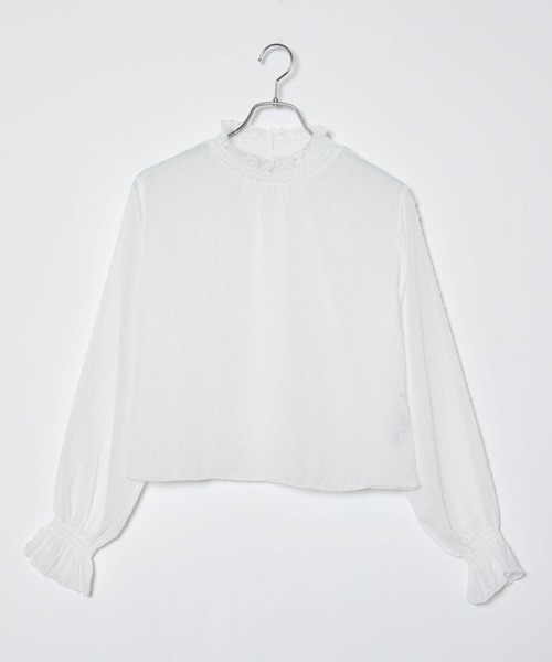 WEGO（ウィゴー）の「WEGO/シアーシャーリングハイネックブラウス（シャツ/ブラウス・レディース・サックスブルー/オフホワイト/ホワイト系その他/ブラック・FREE）」の15枚目の写真