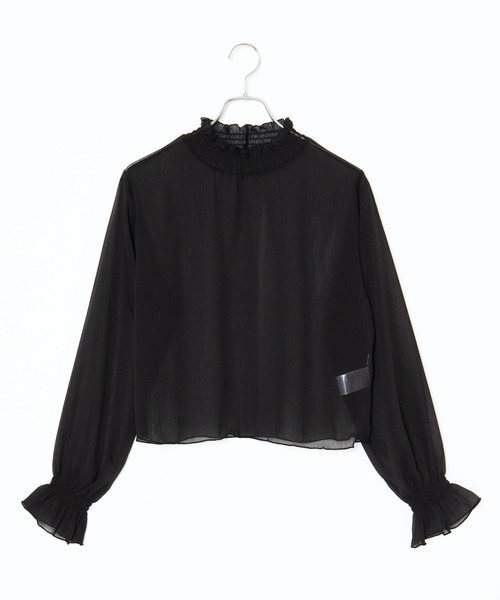 WEGO（ウィゴー）の「WEGO/シアーシャーリングハイネックブラウス（シャツ/ブラウス・レディース・サックスブルー/オフホワイト/ホワイト系その他/ブラック・FREE）」の16枚目の写真