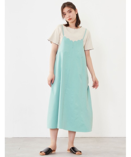 POU DOU DOU(プードゥドゥ)の「スカラップフレアーキャミワンピース(ワンピース・レディース・グレー/ミント/ブラック・3)」の1枚目の写真