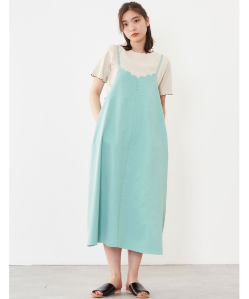 POU DOU DOU(プードゥドゥ)の「スカラップフレアーキャミワンピース(ワンピース・レディース・グレー/ミント/ブラック・3)」の4枚目の写真