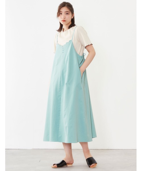 POU DOU DOU(プードゥドゥ)の「スカラップフレアーキャミワンピース(ワンピース・レディース・グレー/ミント/ブラック・3)」の5枚目の写真