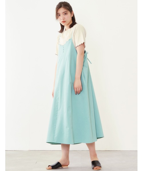 POU DOU DOU(プードゥドゥ)の「スカラップフレアーキャミワンピース(ワンピース・レディース・グレー/ミント/ブラック・3)」の6枚目の写真